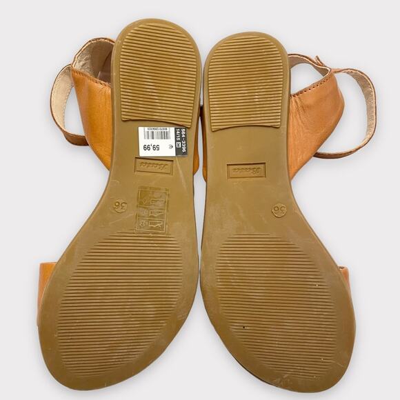 NWOT BATA buttery soft leather brown ankle strap flat sandals size 6 - Picture 5 of 6